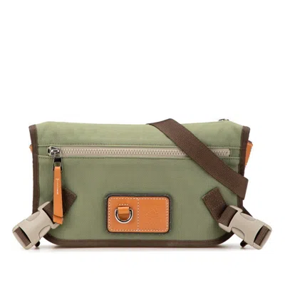 Pre-owned Loewe Green Khaki Canvas Leather Shoulder Bag ()