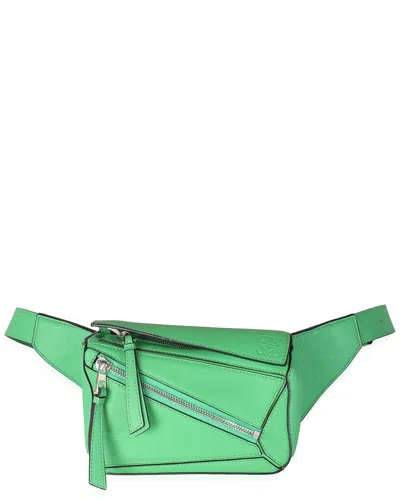 Pre-owned Loewe Green Leather Mini Puzzle Belt Bag (authentic Pre-loved)