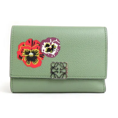 Pre-owned Loewe Green Leather Wallet (tri-fold) ()