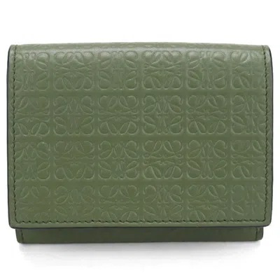 Pre-owned Loewe Green Leather Wallet (tri-fold) ()