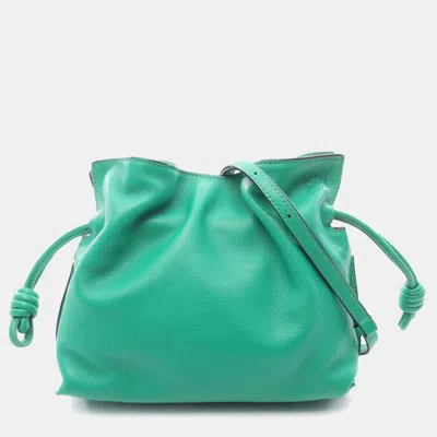 Pre-owned Loewe Green Mini Nappa Flamenco Knot Clutch