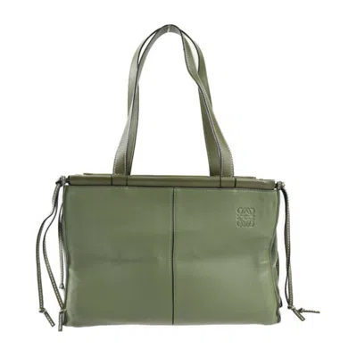 Pre-owned Loewe Green Olive Leather Shoulder Bag Tote Bag () In Green, Olive