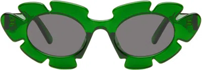 Loewe Green Paula's Ibiza Flower Sunglasses In Dark Green/other/sm