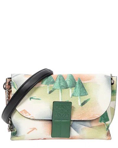 Loewe Green Printed Calfskin Leather Printed Avenue Crossbody In Multi