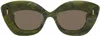 Loewe Green Retro Screen Sunglasses In 64e Coloured Horn /