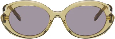 Loewe Green Slim Sunglasses In Gold