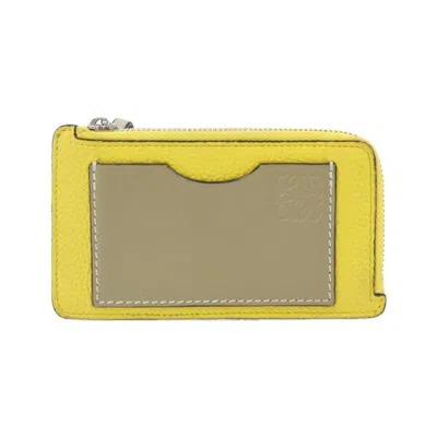 Pre-owned Loewe Green Yellow Leather Coin Purse/coin Case ()