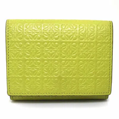 Pre-owned Loewe Green Yellow Leather Wallet (tri-fold) ()
