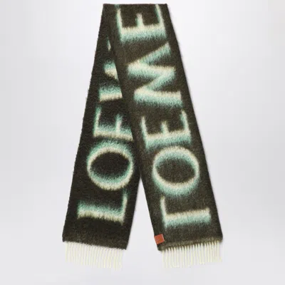 Loewe Green/white Wool And Mohair Scarf