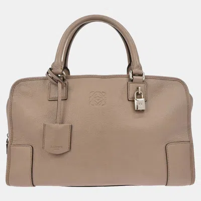Pre-owned Loewe Grege Leather Amazona 36 Handbag In Sand