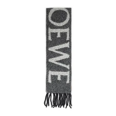 Loewe Grey And White 23x202 Alpaca Scarf In Gray