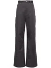 Loewe Women High-waisted Cotton Trousers In Grey