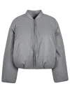 Loewe Women's Leather Padded Bomber Jacket In Grey