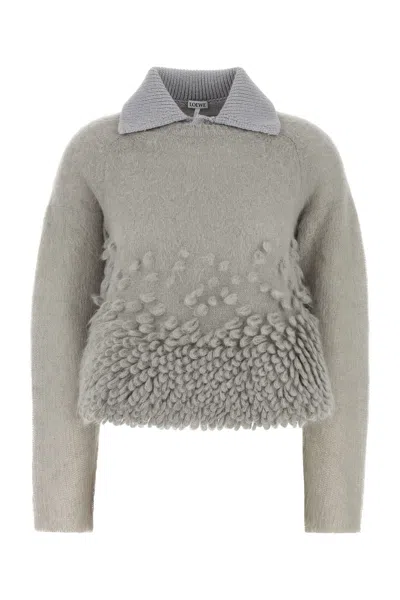 LOEWE GREY MOHAIR BLEND POLO SHIRT