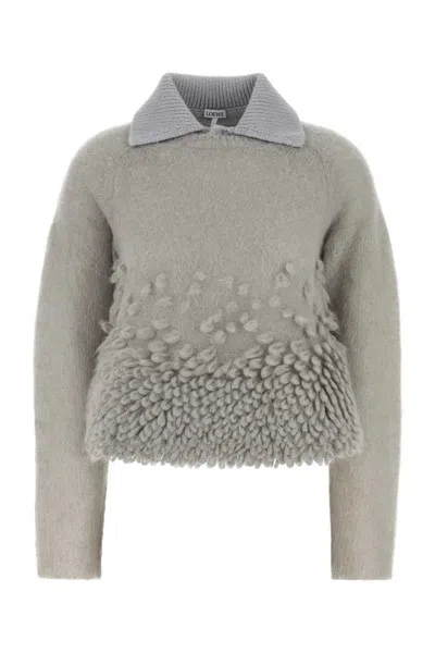 Loewe Grey Mohair Blend Polo Shirt