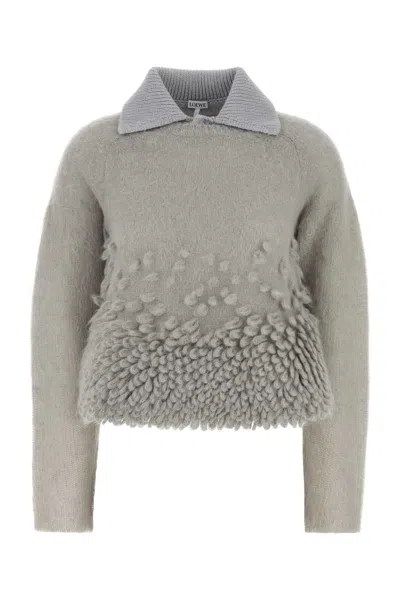 LOEWE GREY MOHAIR BLEND POLO SHIRT