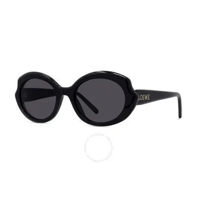 Loewe Grey Oval Ladies Sunglasses Lw40147i 01a 54 In 01a Black
