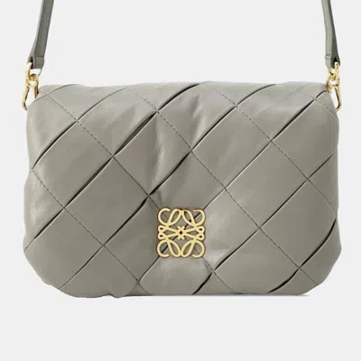 Pre-owned Loewe Grey Quilted Lambskin Goya Puffer Bag In Gray