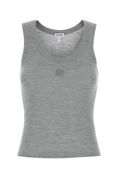 Loewe Grey Silk Tank Top In Gray
