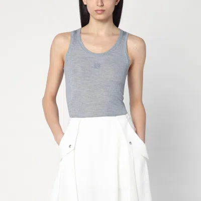 Loewe Grey Silk Tank Top With Anagram Logo