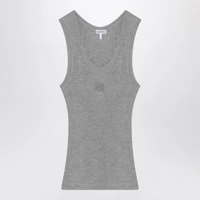 Loewe Grey Silk Tank Top With Anagram Logo Women In Gray