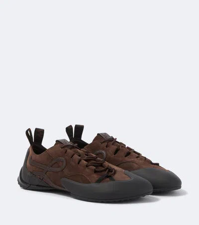 Loewe Grip Sneakers Suede Upper Rubber Sole In Brown