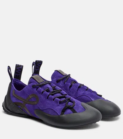 Loewe Grip Anagram Suede Sneakers In Purple