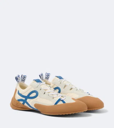 Loewe Grip Nylon And Suede Sneakers With Contrasting Logo On The Side In White