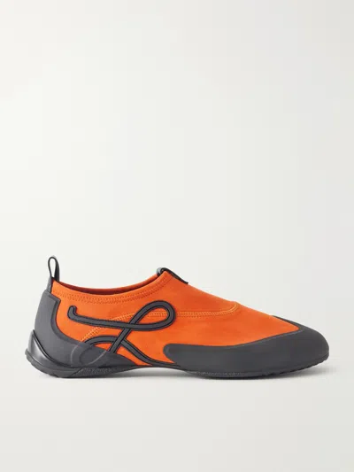 Loewe Grip Aqua Rubber-trimmed Stretch Suede Sneakers In Multi