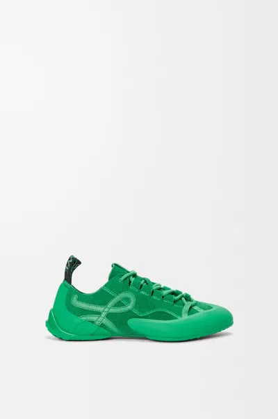 Loewe Grip Tpu And Leather-trimmed Suede Sneakers In Green