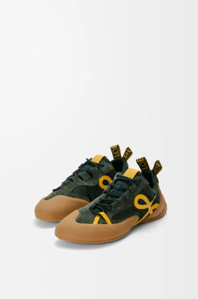Loewe Grip Suede-trimmed Nylon Sneakers In Green