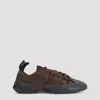Loewe Grip Panelled Suede Sneakers In Brown