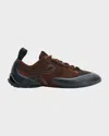 Loewe Grip Panelled Suede Sneakers In Brown