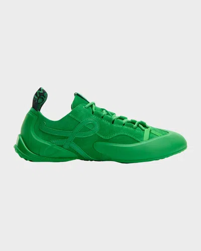 Loewe Grip Suede Low-top Sneakers In Green