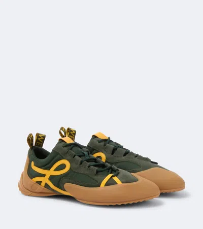 Loewe Grip Suede-trimmed Nylon Sneakers In Green