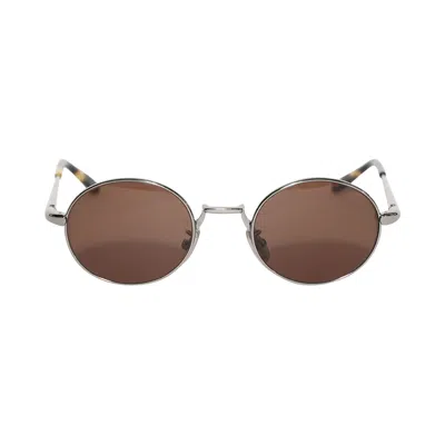 Pre-owned Loewe Groove Round Sunglasses 'shiny Light Ruthenium/green' | Brown | Men's Size Onesize