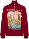 Loewe Graphic Quarter-zip Sweatshirt In Red