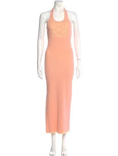 Pre-owned Loewe Halterneck Long Dress In Pink