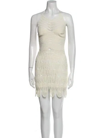 Pre-owned Loewe Halterneck Mini Dress In White