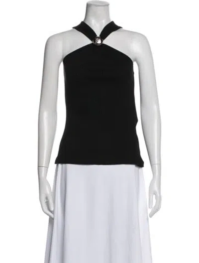 Pre-owned Loewe Halterneck Sleeveless Top In Black
