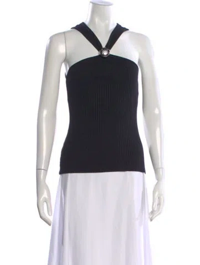 Pre-owned Loewe Halterneck Sleeveless Top In Black