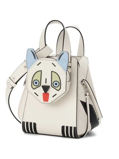 Loewe Hammock Animal-face Zipped Tote Bag In White