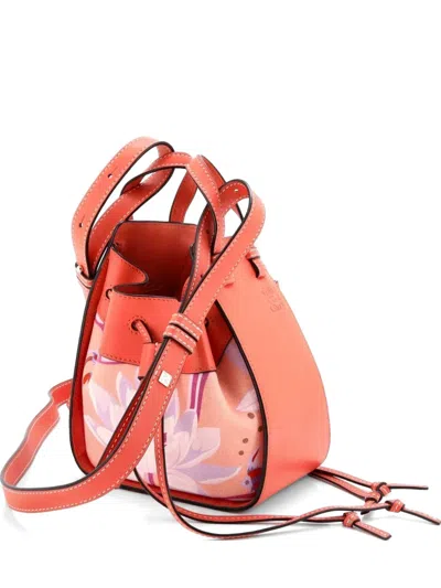 Pre-owned Loewe Hammock Bag Leather And Printed Canvas Mini Crossbody Bag In Pink