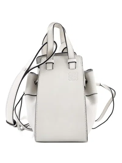 Pre-owned Loewe Hammock Bag Leather Mini Hobo Bag In Neutral