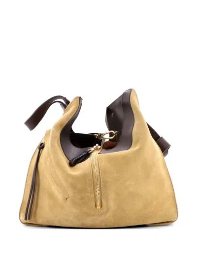 Pre-owned Loewe Hammock Bag Suede Medium Tote Bag In Brown