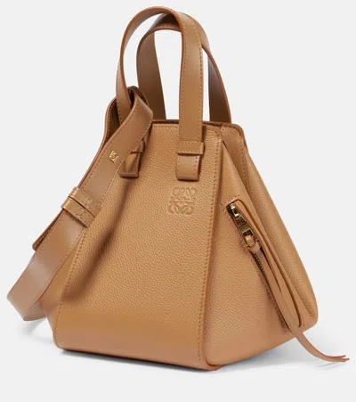 Loewe Hammock Compact Leather Tote Bag In Brown