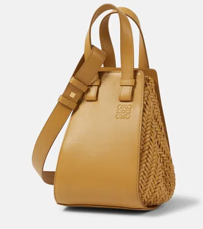 Loewe Hammock Compact Leather Tote Bag In Brown