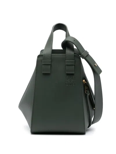 Loewe Hammock Compact Leather Tote Bag In Green