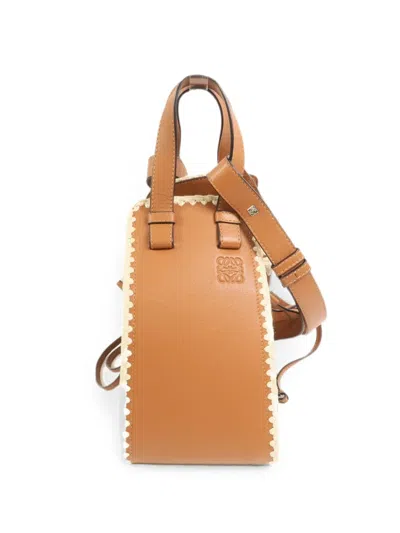 Pre-owned Loewe Hammock Crochet-trim Shoulder Bag In Brown