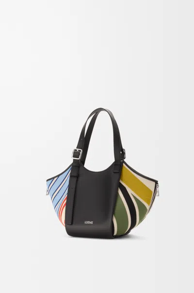 Loewe Hammock Flip Bag In Embroidered Canvas And Leather Skin For Woman